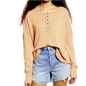 BillaBong Any Day Long Sleeve Henley Waffle Knit Top